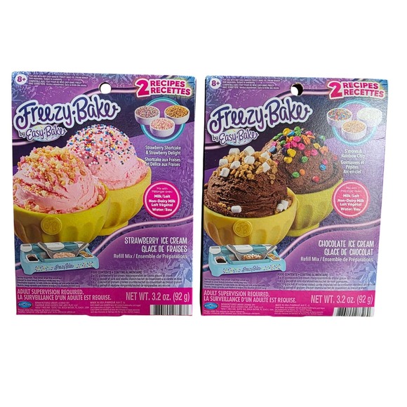 Easy-Bake Other - Easy-Bake Freezy Bake Ice Cream Refill Mix Bundle Strawberry & Chocolate 2 Pack